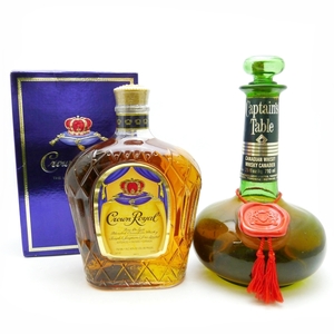 A24-359【2本セット】CROWN ROYAL クラウンローヤル　750ml　箱つき/キャプテンズテーブル　710ml　40％　ウイスキー　古酒　未開栓