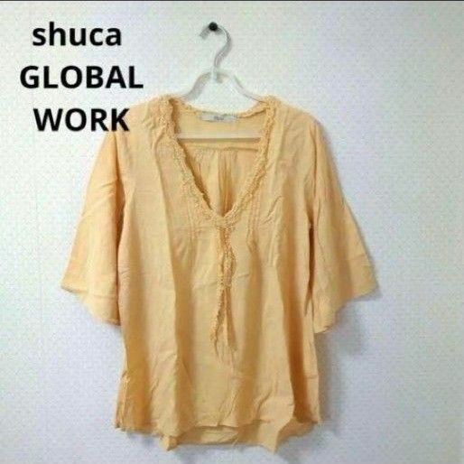 shuca GLOBALWORK　シュカグローバルワーク　胸元リボン　ブラウス