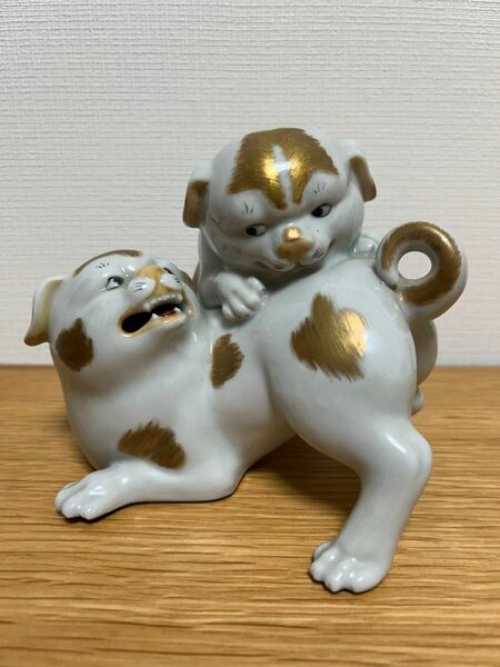 置物 飾り物 犬 2匹 陶磁器