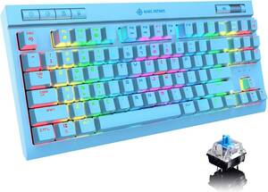  blue ge-ming keyboard wire TKL 87 key blue axis RGB backlight removed possible type-C cable exclusive use media navy blue 