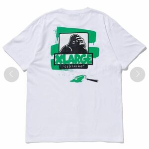 XLARGE LIXTICK 半袖 Tシャツ 白T ペンキ バックプリント コラボ ゴリラ プリントT 夏服