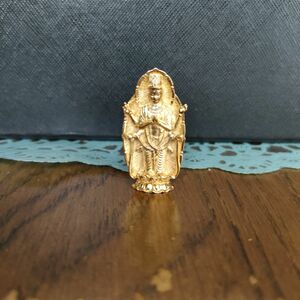 ゴールド 仏像 お守りネックレスチャーム1Pダイヤモンド(24KGP・シルバー925製) 仏教美術 厄除け