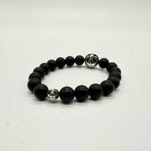 希少◇Chrome Hearts クロムハーツ BEAD 8mm ビーズブレスレット オニキス CHプラス シルバー925 メンズ レディース ユニセックス_画像2