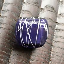 (送料無料)とんぼ玉 帯留め 三分紐用(手作りガラス)紫ホワイトライン_画像8