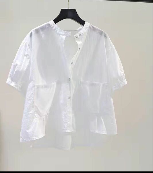 ホワイト シャツ　 無地　レディースファッション　Mサイズ　白　写真色