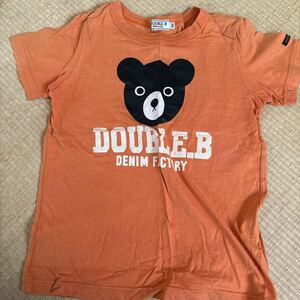  Miki House двойной B медведь kun короткий рукав футболка размер 120 orange 