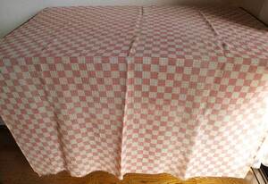 コットン 生地 ローン ピンクの市松柄 ファブリック 102cm×285cm 1950年 ヴィンテージ アンティーク ヨーロッパ /J839