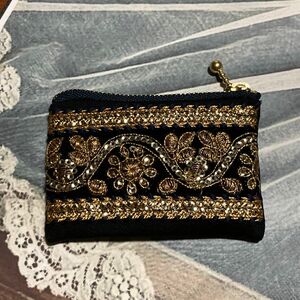 ハンドメイド　インド刺繍リボン　ミニ ポーチ