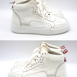 THOM BROWNE トムブラウン レザー ハイカットスニーカー 白 ホワイト 靴 シューズ US9(約27.0cm) メンズの画像5