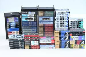 23)49 unused cassette tape large amount together case attaching TDK SONY DENON Victor Konica maxilla etc. 