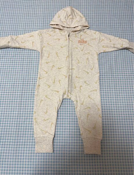 新品 80 NIKE ナイキ 総柄 ジップ ロンパース カバーオール
