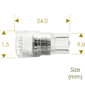 T10 LED イエロー 2個セット ダイヤモンドカットレンズ拡散型 黄色 ポジション ルームランプ レモンイエロー 無極性 12V用 LX015の画像3