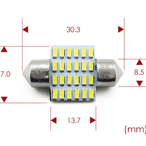 10個 T10×31mm LED 爆光ルームランプ 24連 白 無極性 ホワイト 6500K～7000K 3014チップ 12V用LEDバルブ EX081の画像3