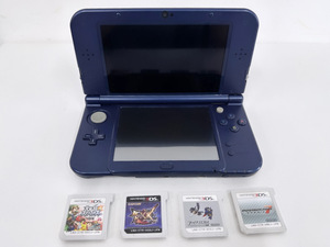 100円～◆NINTENDO new ニンテンドー 任天堂 3DS LL RED-001 メタリックブルー 本体＋ソフト4点セット 3DSソフト new3DS