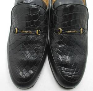【中古品】高級紳士靴 BALLY 黒 24.5cm 6 1/2F ロゴ金具 ローファー カジュアル/ビジネスシューズ