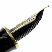 ペリカン スーベレーン ペン先 18C-750 F 刻印 ブルーストライプ 吸引式 万年筆 ブラック×ゴールド_画像5