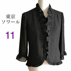  Tokyo sowa-ruTOKYO SOIR formal blouse jacket tops outer garment feather weave ceremonial occasions mourning dress ceremony L size 11 number black black 7 minute sleeve 