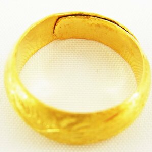 純金 K24 彫刻リング 現状：約13号(調整可) 縦幅:約7.1mm 約9.1g ゴールド 指輪 ■の画像7