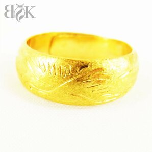 純金 K24 彫刻リング 現状：約13号(調整可) 縦幅:約7.1mm 約9.1g ゴールド 指輪 ■の画像1
