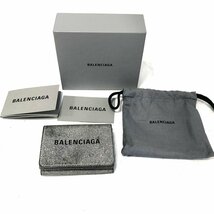 バレンシアガ 3つ折り財布 グレー ラメ シルバー ミニ財布 中古 BALENCIAGA 箱付き ＋_画像9