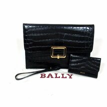 美品 バリー バックル クラッチバッグ コインケース 2点セット ゴールド金具 ブラック 付属品 BALLY ◆_画像9