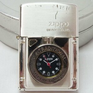 ジッポ TIME LIGHT タイムライト 2000年 U.S.TRADITIONAL 白文字盤 時計 オイルライター 稼動品 ZIPPO＋の画像2