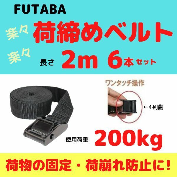 荷締めベルト 長さ2m / 幅25mm / 6本セット 【送料無料】　　　　