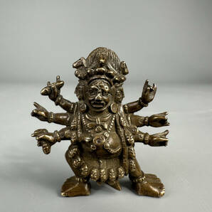 仏教美術 18~19世紀 金銅製 豆仏 2点セット 仏像 佛像 唐物 伝来品 ネパール チベット 中国古玩 S417B20の画像3