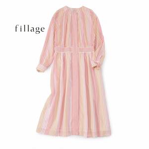 美品★filageフィラージュ6万★40size/11号★コットンシルク混ワンピースA089