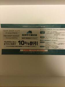 阪神甲子園球場　グッズショップ10％割引券　有効期限　2024年11月30日