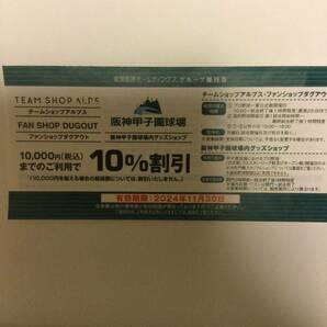 阪神甲子園球場 グッズショップ10％割引券 有効期限 2024年11月30日の画像1