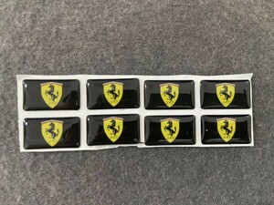 18★フェラーリ Ferrari 用 8枚セット カーステッカー エンブレム シール プレート 硬質透明プラスチック 強粘着力 18ｘ10MM　送料無料