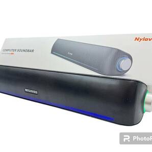 ★極美品★ Nylavee コンピューターサウンドバー スピーカー Bluetooth5.0 AUX接続 PCスピーカー LEDライト搭載 の画像1