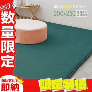 【限定セール】ラグ カーペット ラグマット Lサイズ 200x250cm 極厚23mm 3.2畳 床暖房 抗菌 防ダニ 低反発 絨毯 リビング マット 青