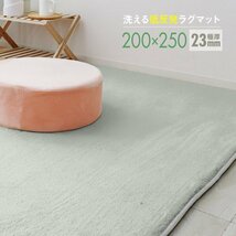 ラグ カーペット ラグマット Lサイズ 200x250cm 極厚23mm 3.2畳 床暖房 抗菌 防ダニ 低反発 絨毯 リビング マット 滑り止め アイスグレー_画像1