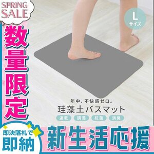 【新生活セール】グレー 珪藻土バスマット Lサイズ 60×39cm アスベスト検査済 安全 速乾 防カビ 消臭 抗菌 お風呂 マット おしゃれ