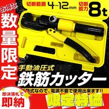 【限定セール】新品 鉄筋カッター 8t 専用ケース付き 切断能力4～12mm バーカッター 電源不要 手動 油圧式 鉄筋 カッター_画像1