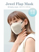 【アイスグレー】バイカラー 接触冷感 立体 3D 不織布マスク 20枚入り Mサイズ 血色カラー 3層構造 感染症 花粉症 対策 JewelFlapMask_画像2