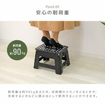 【限定セール】折りたたみ踏み台 スツール Mサイズ 高さ22cm 耐荷重90kg 軽量 薄型 コンパクト 足場 ステップ台 脚立 昇降台 洗車 ブラック_画像4