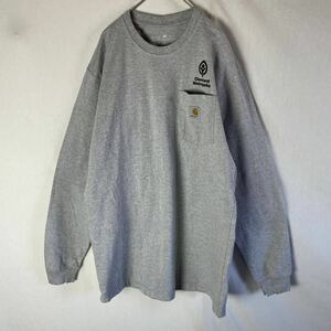 カーハート 長袖ポケットTシャツ　古着　Mサイズ　グレー　ロンT