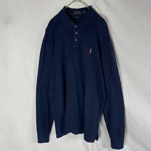 POLO RALPH LAUREN 長袖ポロシャツ　古着　Mサイズ　ネイビー　