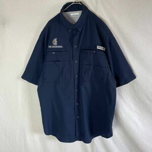 コロンビアPFG 半袖フィッシングシャツ　古着　Sサイズ　ネイビー