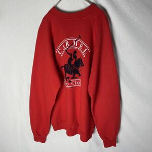 80's アメリカ製　CRAZY SHIRT プリントスウェットシャツトレーナー　古着　Mサイズ　レッド　ヴィンテージ 