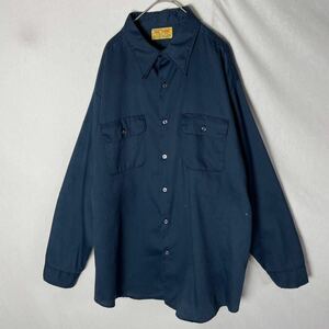 70's BIG YANK 長袖ワークシャツ　古着　ヴィンテージ WORKWEAR ネイビー