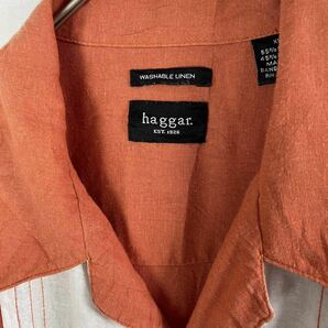 haggar 半袖オープンカラーシャツ 古着 XLサイズ オレンジ の画像3
