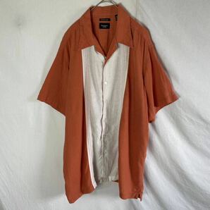 haggar 半袖オープンカラーシャツ 古着 XLサイズ オレンジ の画像1