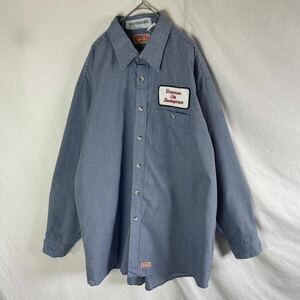 レッドキャップ　長袖ワークシャツ　古着　XLサイズ　ライトブルー　WORKWEAR