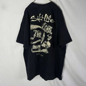 salt life 半袖プリントTシャツ　古着　XLサイズ　ブラック　