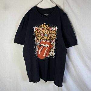 ローリングストーンズ　半袖プリントTシャツ　古着　Lサイズ　ブラック　バンドTシャツ