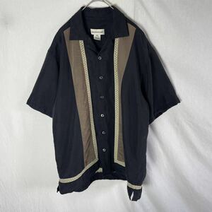 PRONTO UOMO 半袖オープンカラーシャツ　古着　Mサイズ　ブラック
